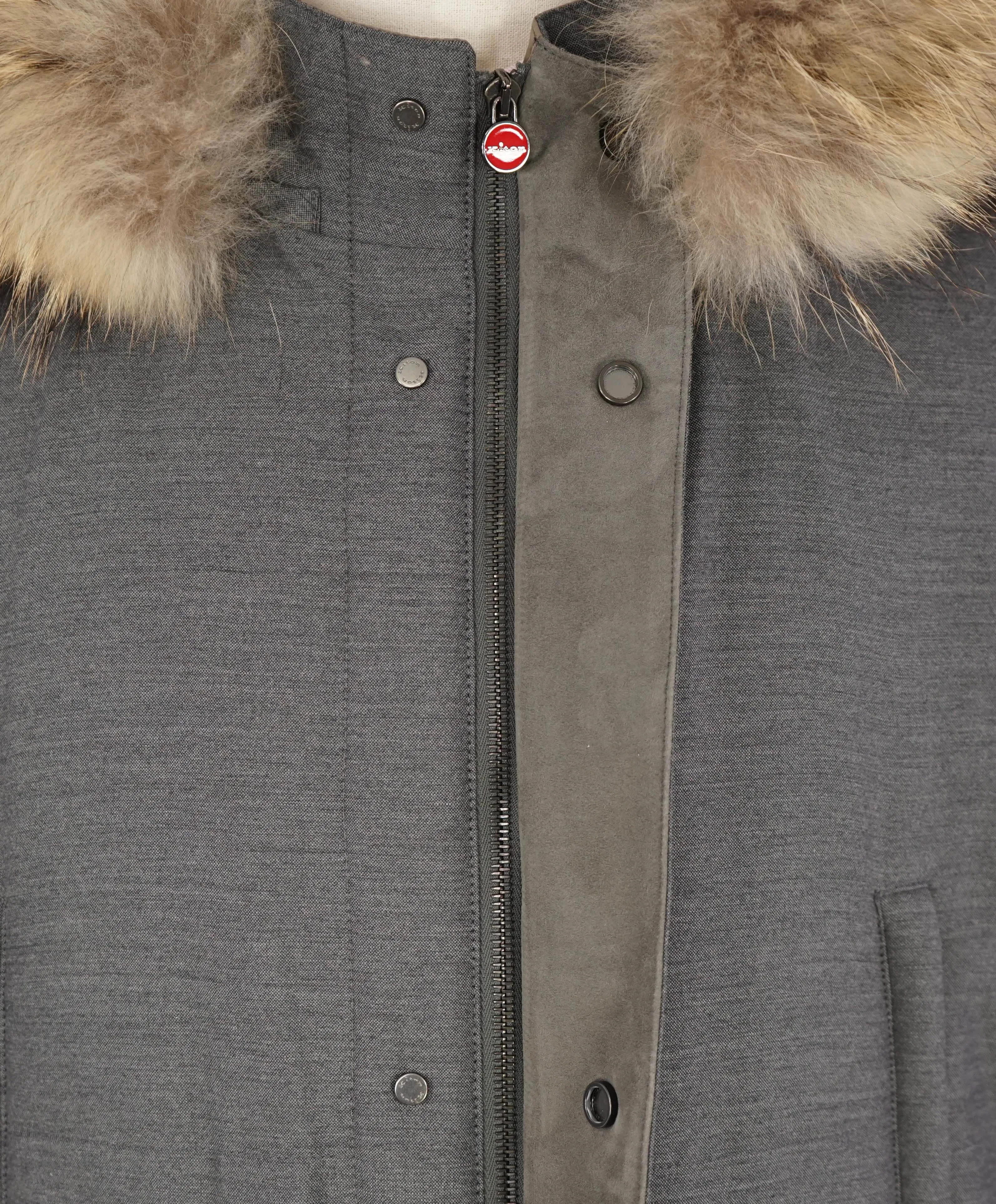 $14,545 KITON - *CASHMERE & FUR* Gray Down Puffer Coat - 46R