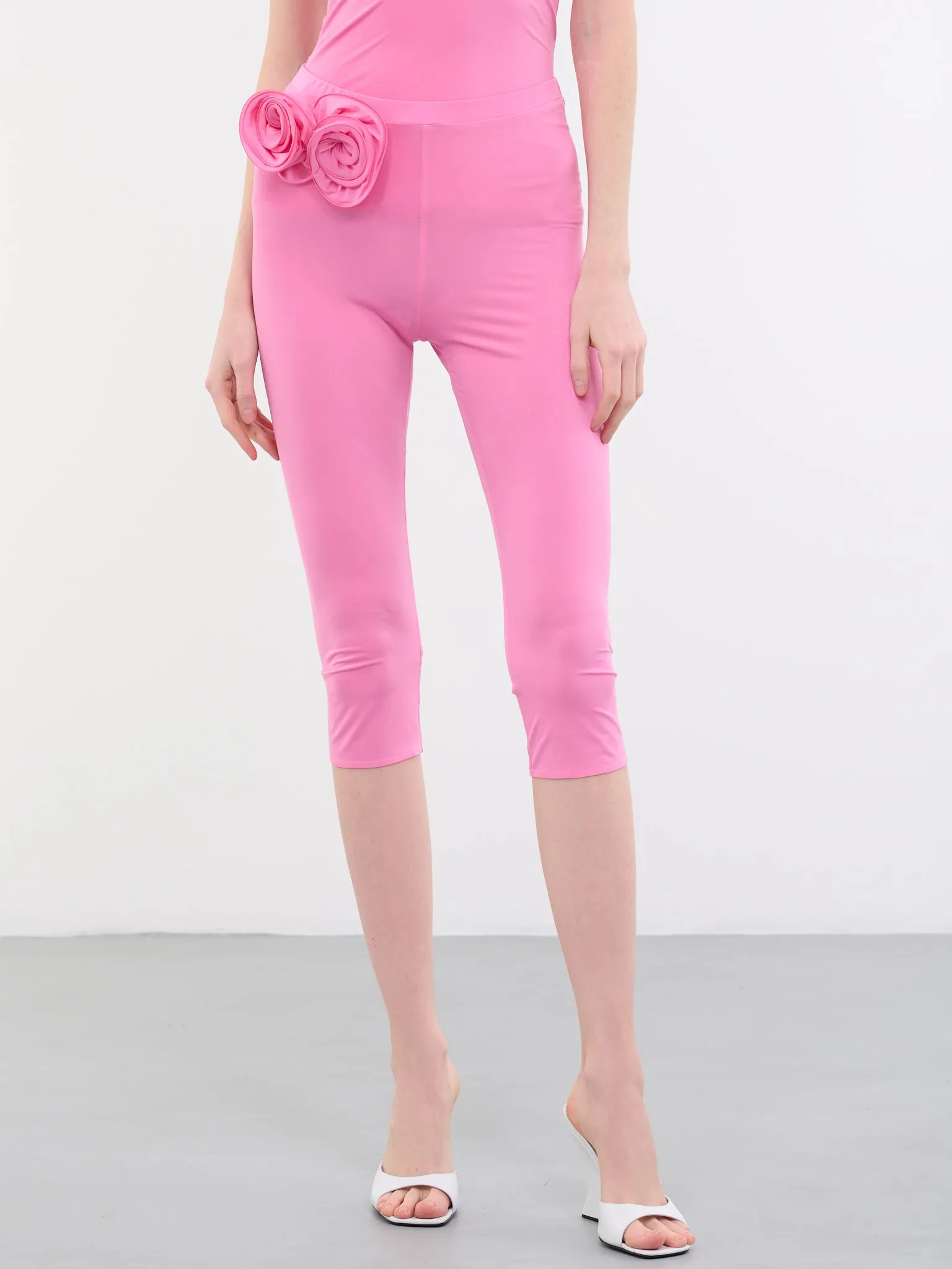 3D Rose Cropped Leggings (176523-PINK)