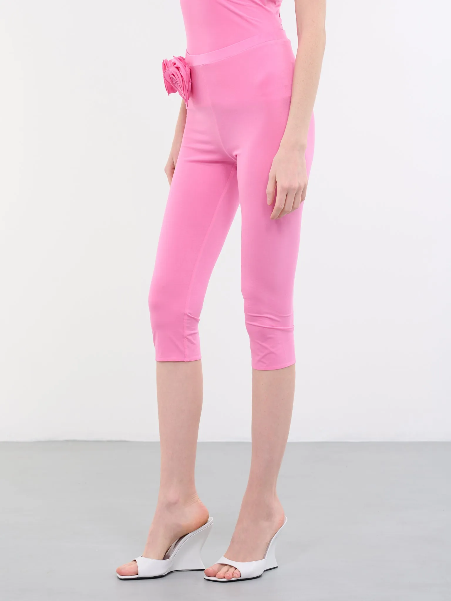 3D Rose Cropped Leggings (176523-PINK)