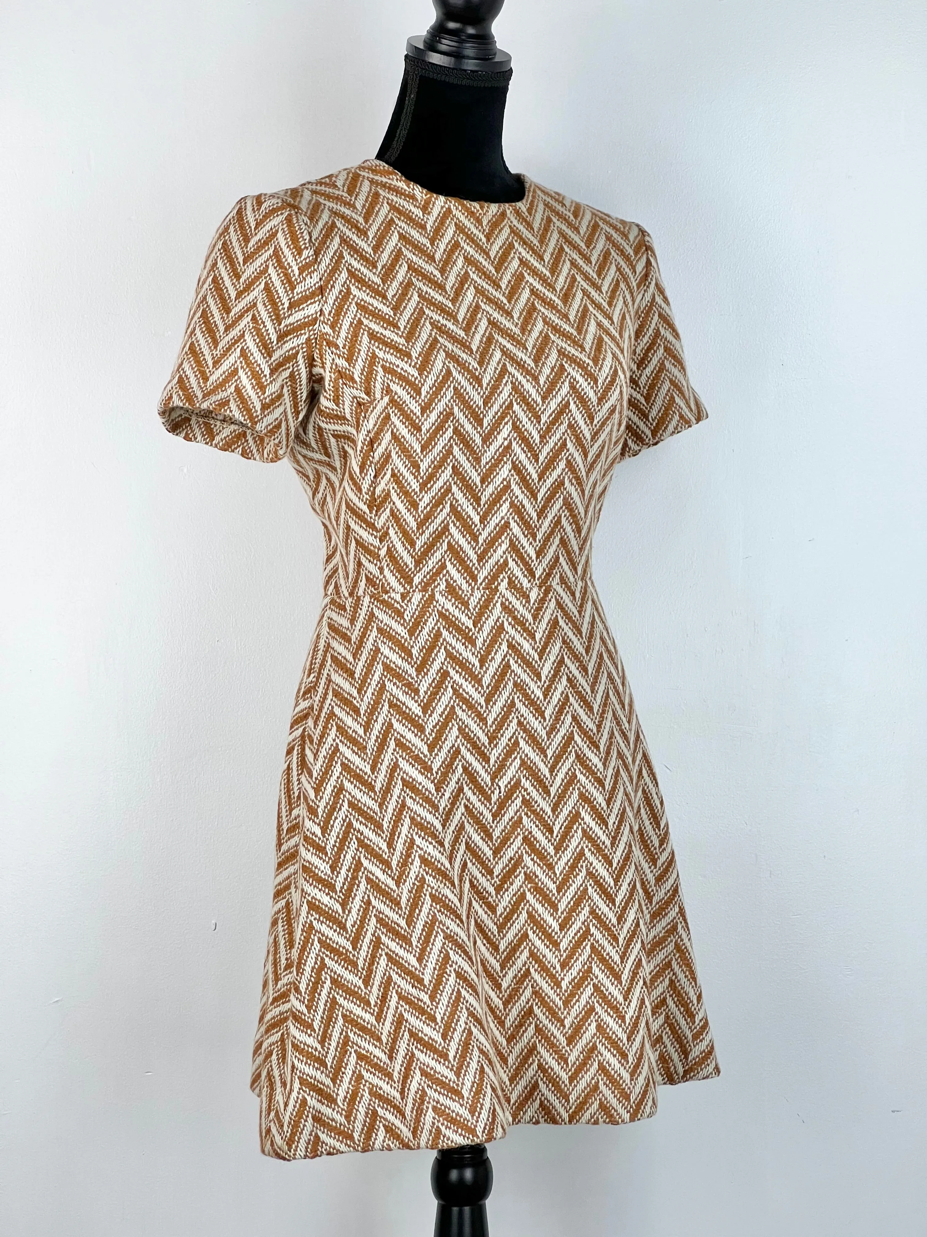 60s Norma Tullo Cream   Caramel Wool 2 Pce Set - AU8-10