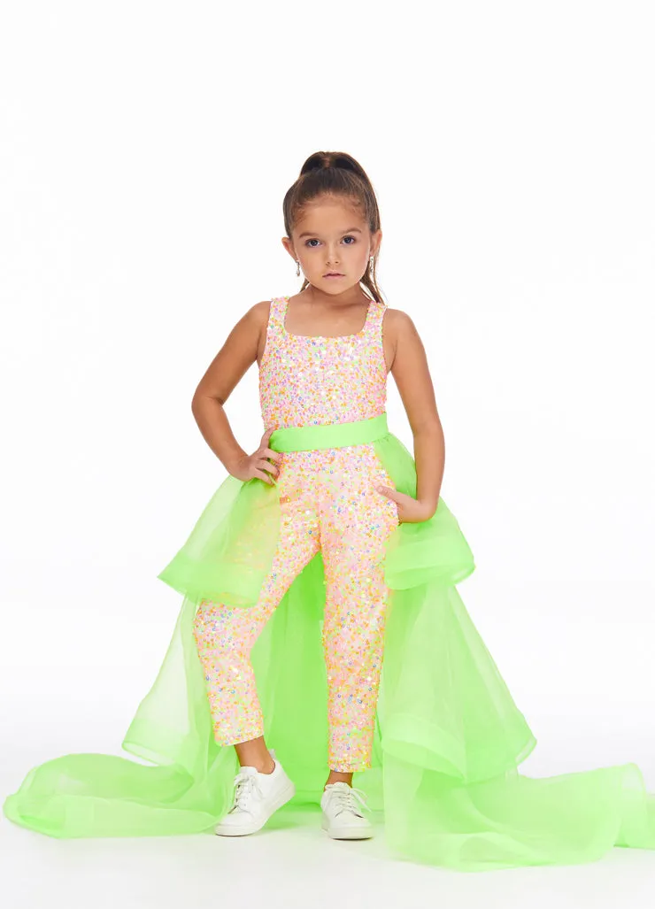 Ashley Lauren Kids 8025 Size 12, 14 ROYAL Girls Beaded Jumpsuit Sequin Straight Pants