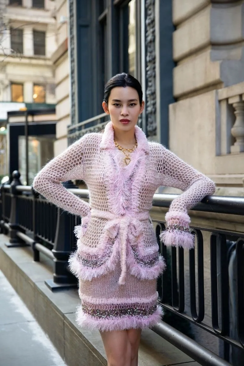 BABY PINK HANDMADE KNITTED SHORT CARDIGAN