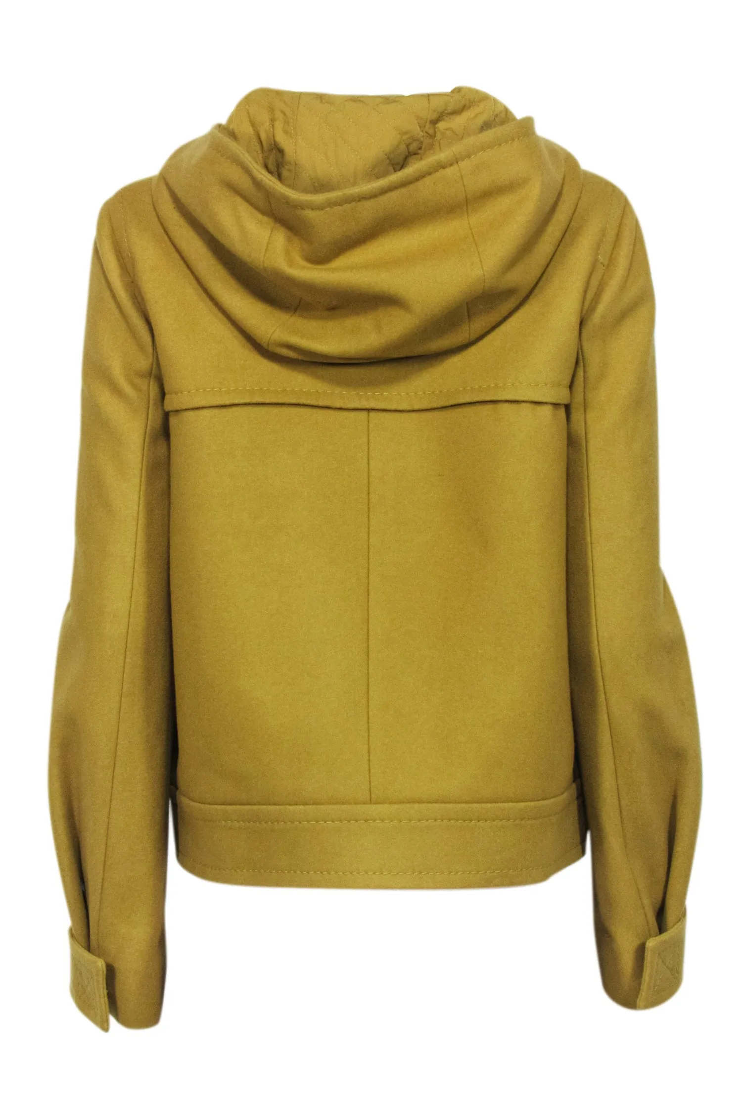 BCBG Max Azria - Chartreuse Biker Style Peacoat w/ Hood Sz M