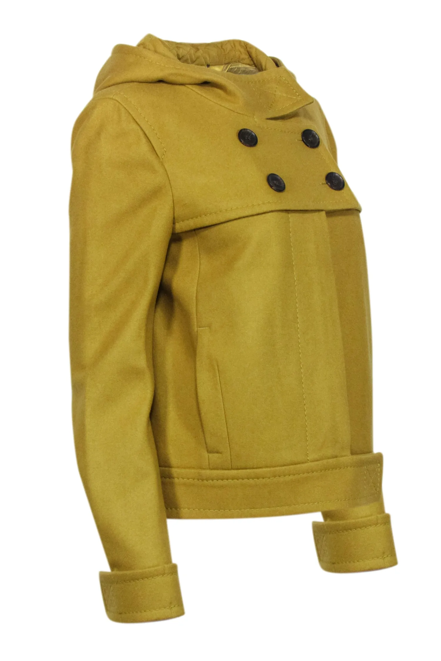 BCBG Max Azria - Chartreuse Biker Style Peacoat w/ Hood Sz M