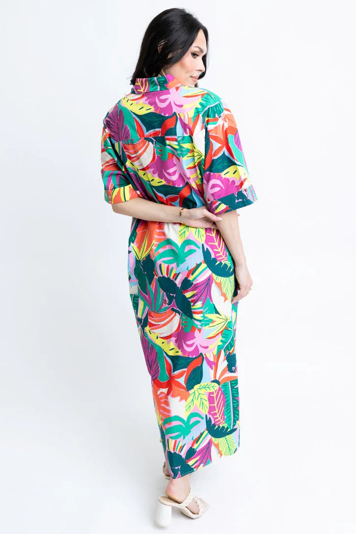 Birds of Paradise Shirt Maxi Dress