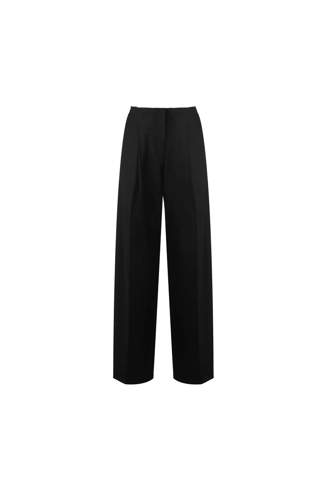 Black Folded Waist Design Draped Suit Trousers