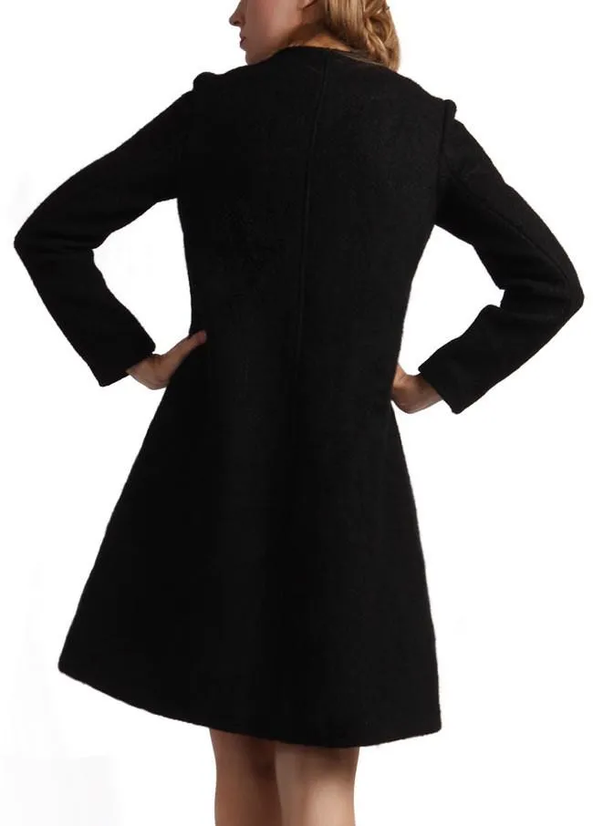 Black Single Breasted Wool Coat