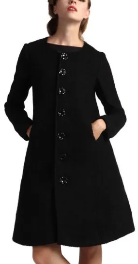 Black Single Breasted Wool Coat