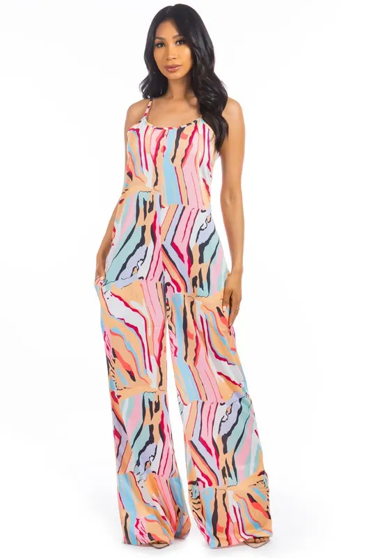 Breezy & Bold: Multi-Print Jumpsuit with Palazzo Pants