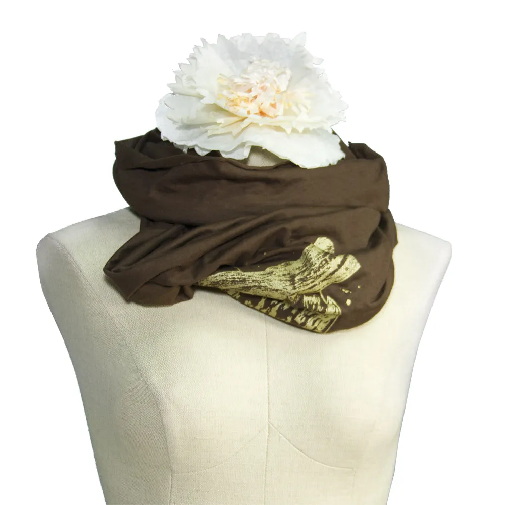 Brown Coffee Night Owl Organic Infinity Scarf