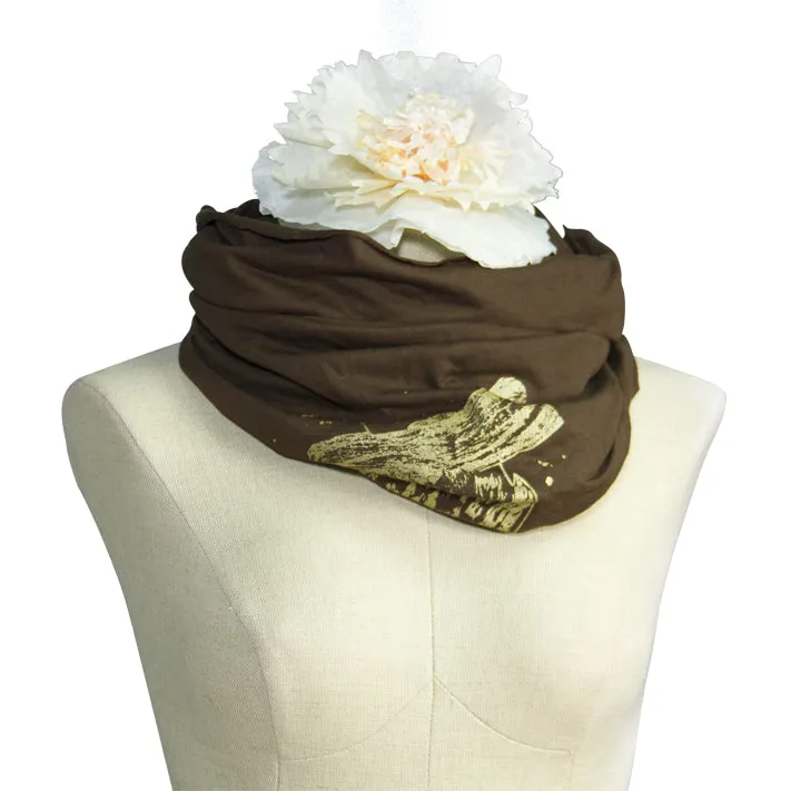 Brown Coffee Night Owl Organic Infinity Scarf