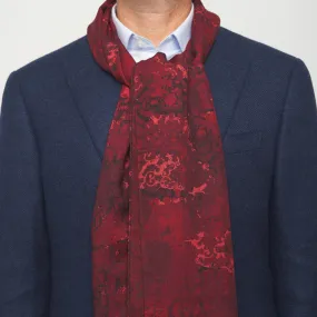 Burgundy Sicilian Ceramic and Paisley Double Face Wool Scarf