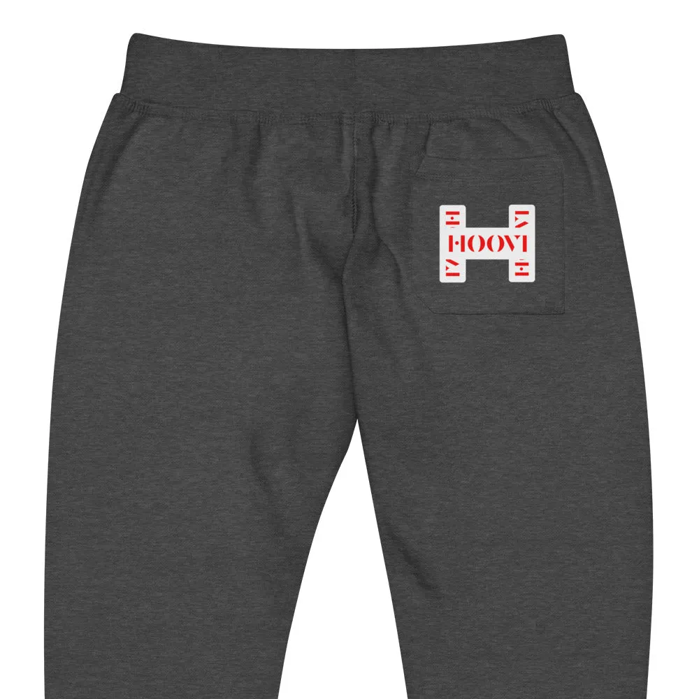 Capital H's Unisex Fleece Sweatpants (Red Hoovi Print) White Logo