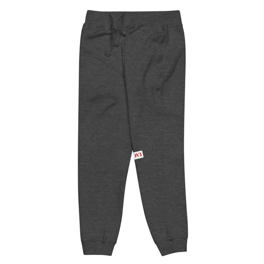 Capital H's Unisex Fleece Sweatpants (Red Hoovi Print) White Logo