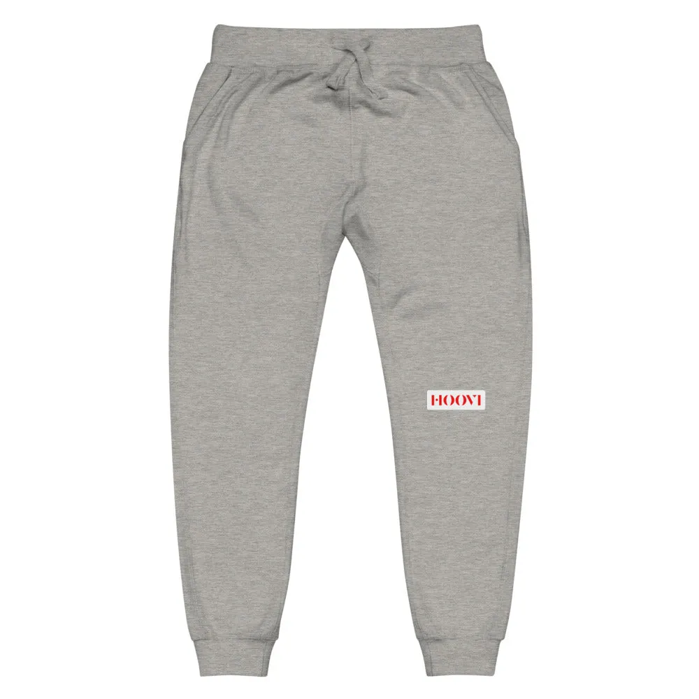 Capital H's Unisex Fleece Sweatpants (Red Hoovi Print) White Logo