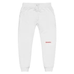 Capital H's Unisex Fleece Sweatpants (Red Hoovi Print) White Logo