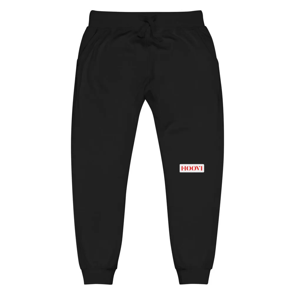 Capital H's Unisex Fleece Sweatpants (Red Hoovi Print) White Logo