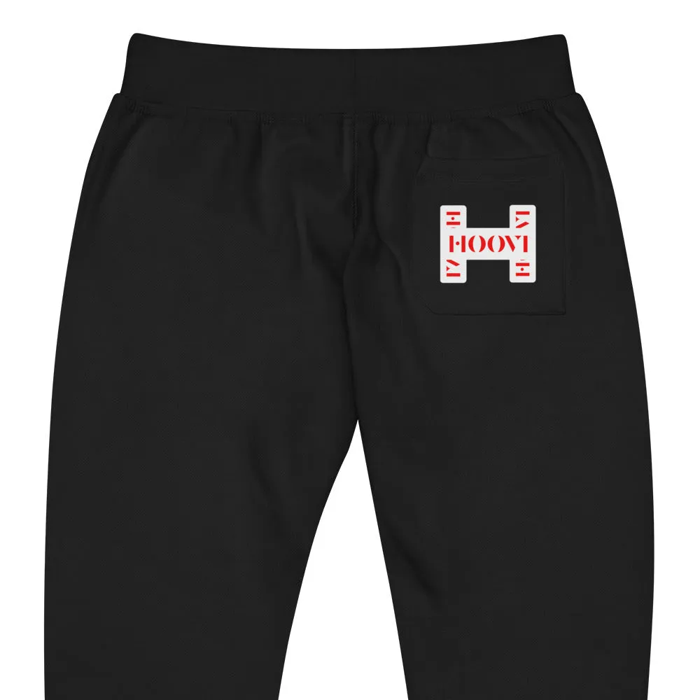 Capital H's Unisex Fleece Sweatpants (Red Hoovi Print) White Logo