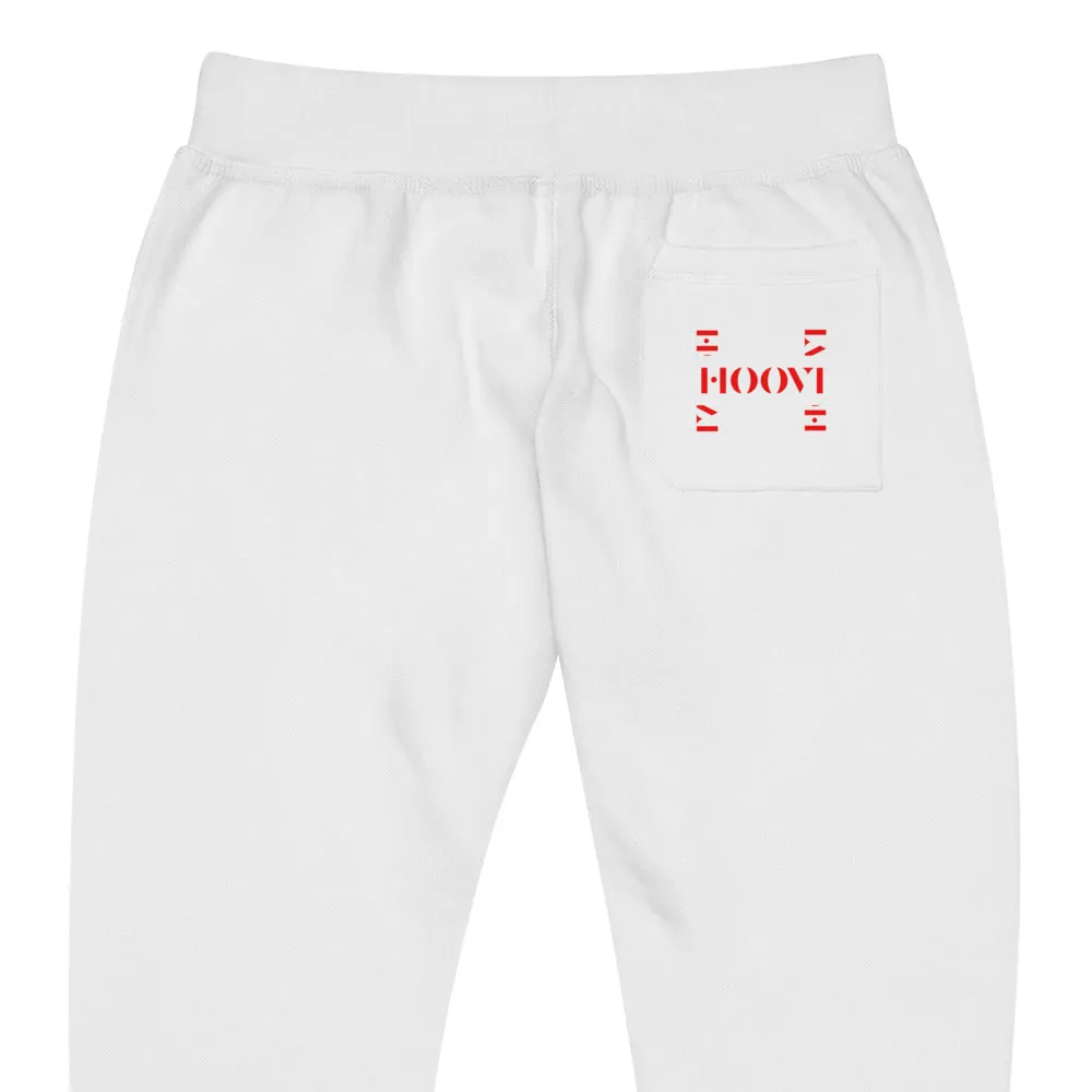 Capital H's Unisex Fleece Sweatpants (Red Hoovi Print) White Logo