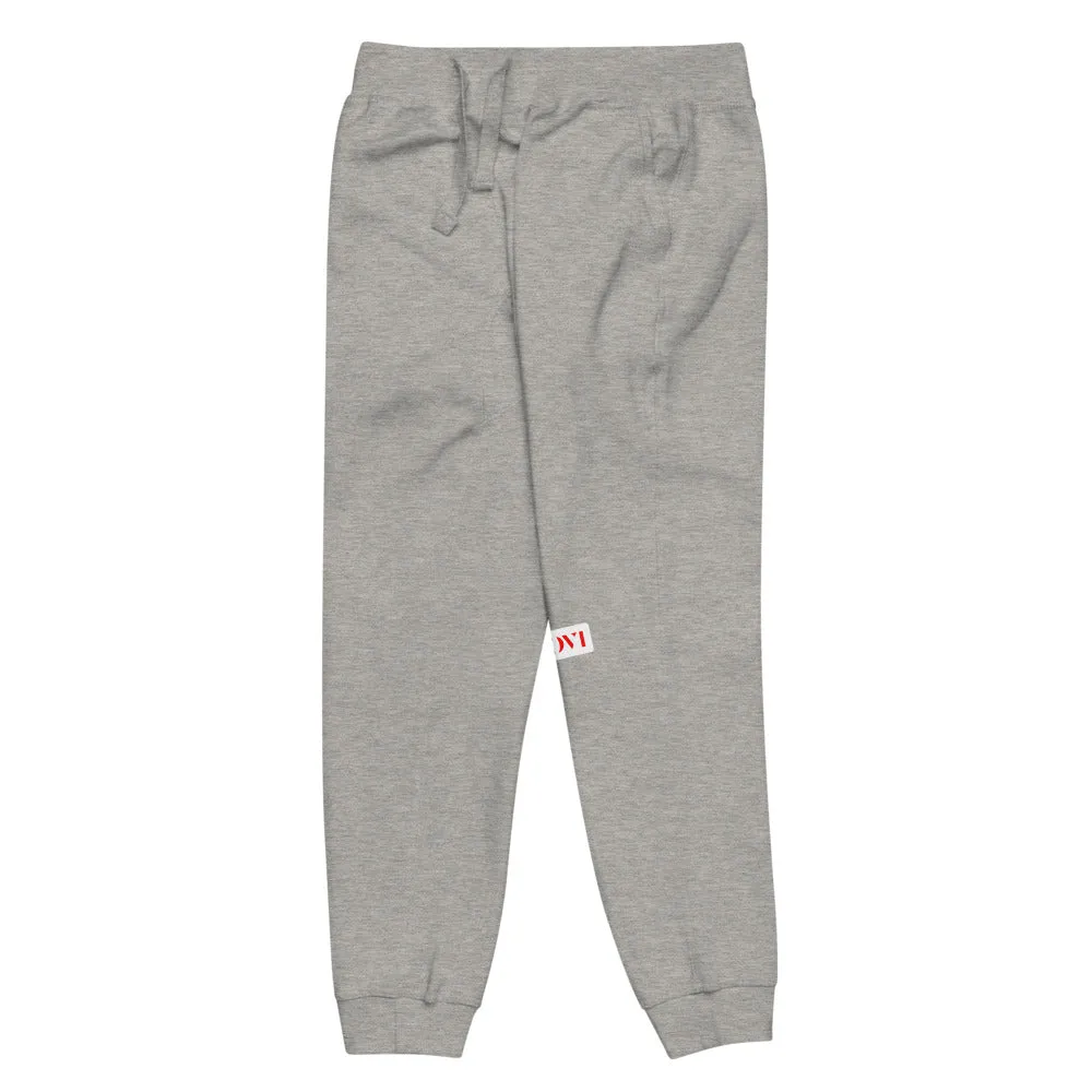 Capital H's Unisex Fleece Sweatpants (Red Hoovi Print) White Logo