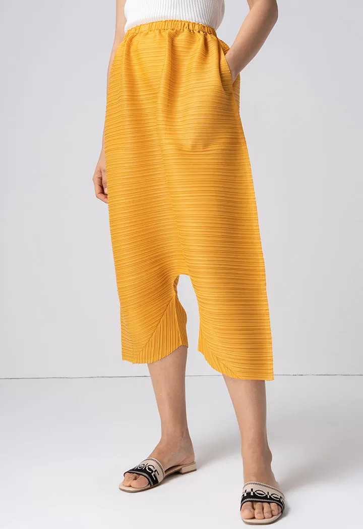 Choice Pleated Culottes Trousers Mustard