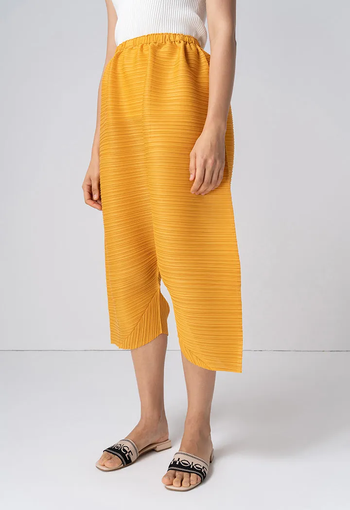 Choice Pleated Culottes Trousers Mustard