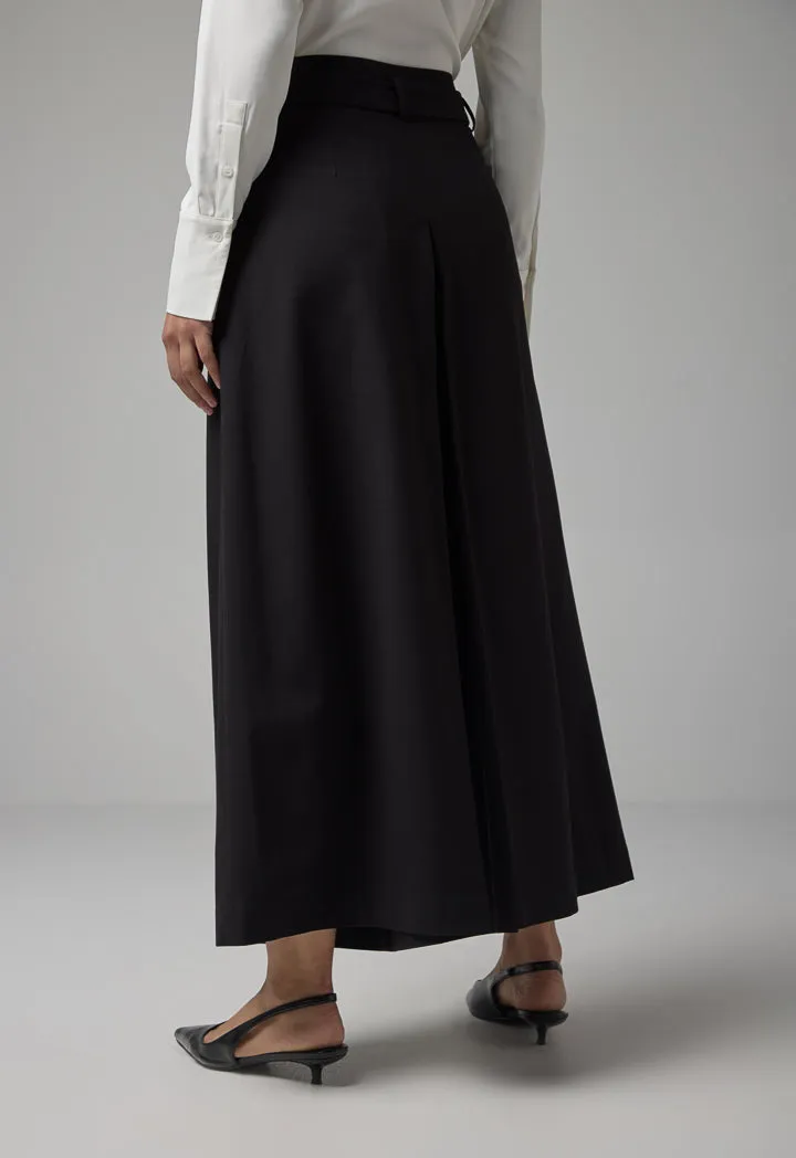 Choice Solid Wide Leg Culottes Black