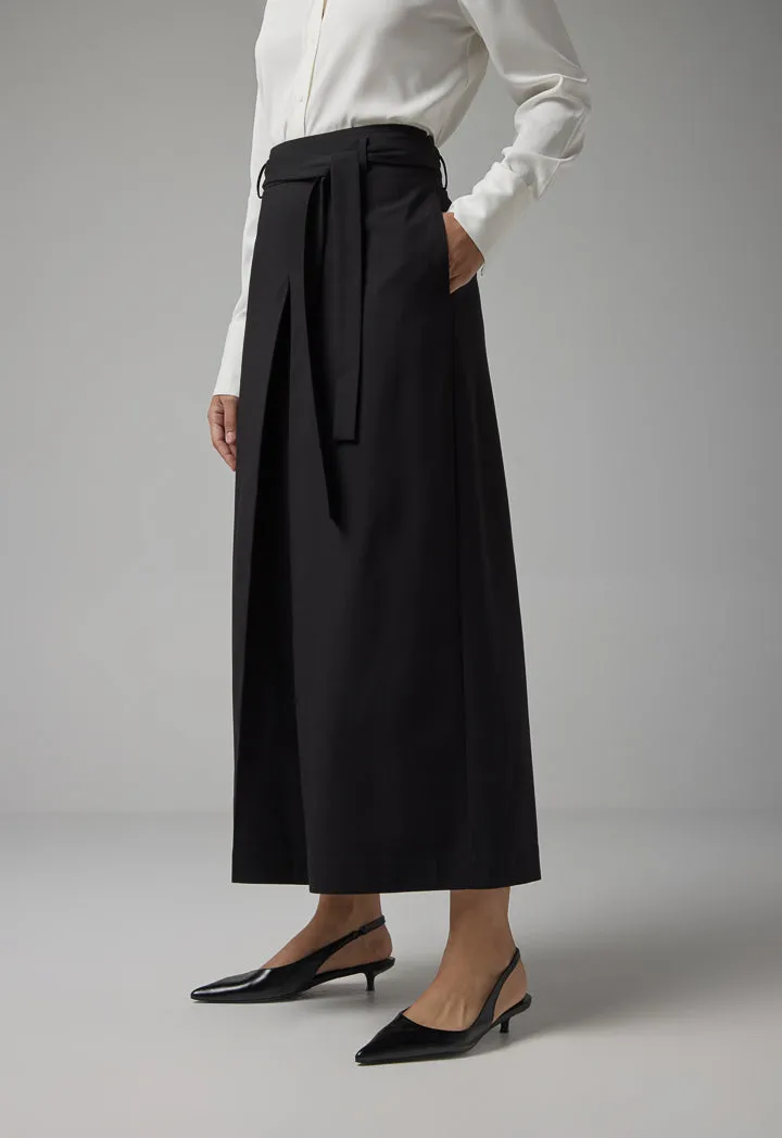 Choice Solid Wide Leg Culottes Black