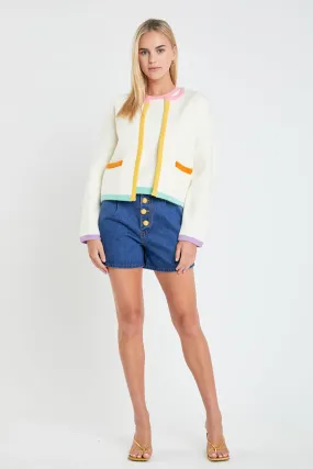 Color Block Sweater Cardigan