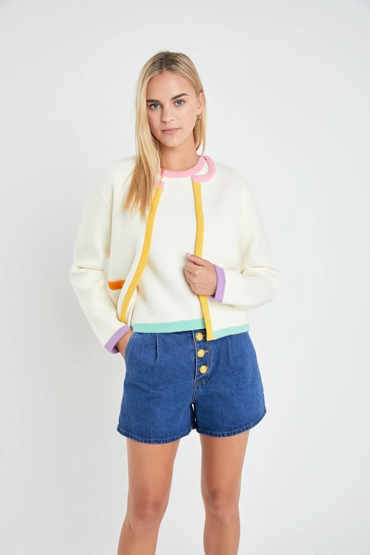 Color Block Sweater Cardigan