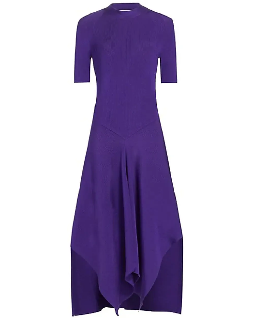 Deep Purple Compact Rib Knit Technical Dress