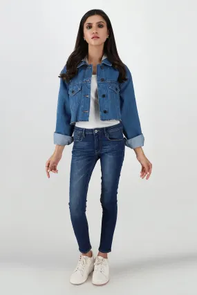 Denim Jacket For Women - Mid Blue