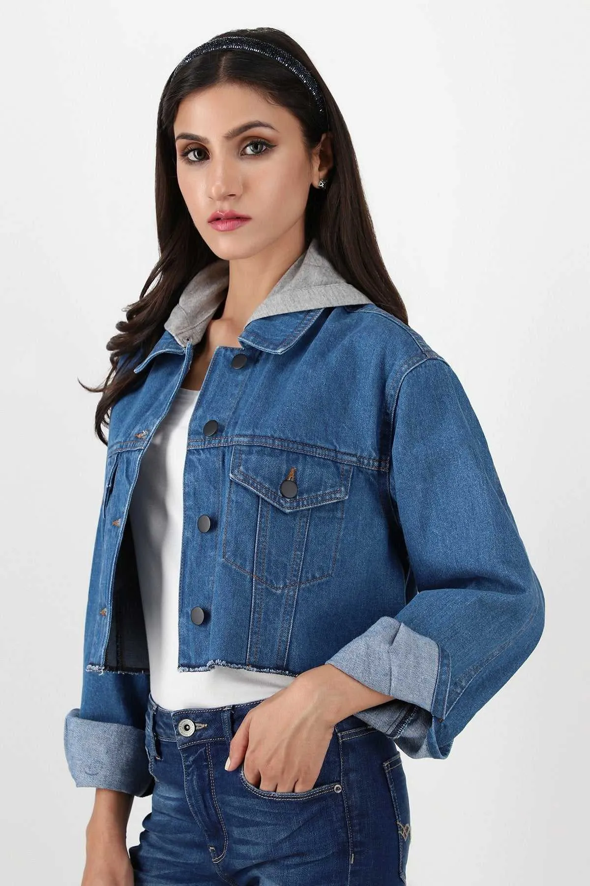 Denim Jacket For Women - Mid Blue