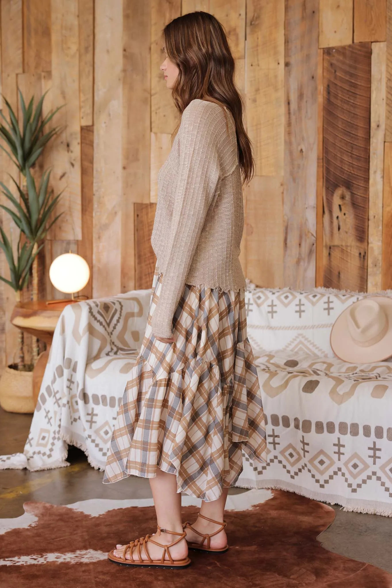 DISTRESSED PATCHWORK PULLOVER  KNIT SWEATER