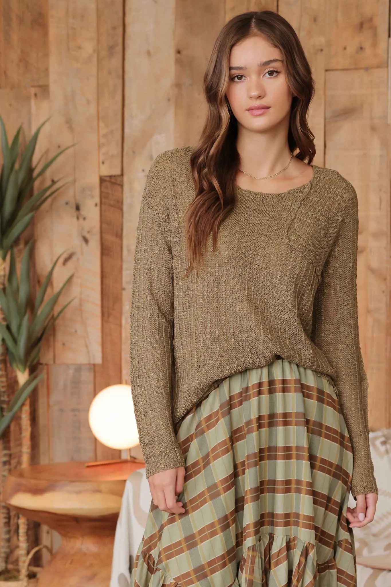 DISTRESSED PATCHWORK PULLOVER  KNIT SWEATER