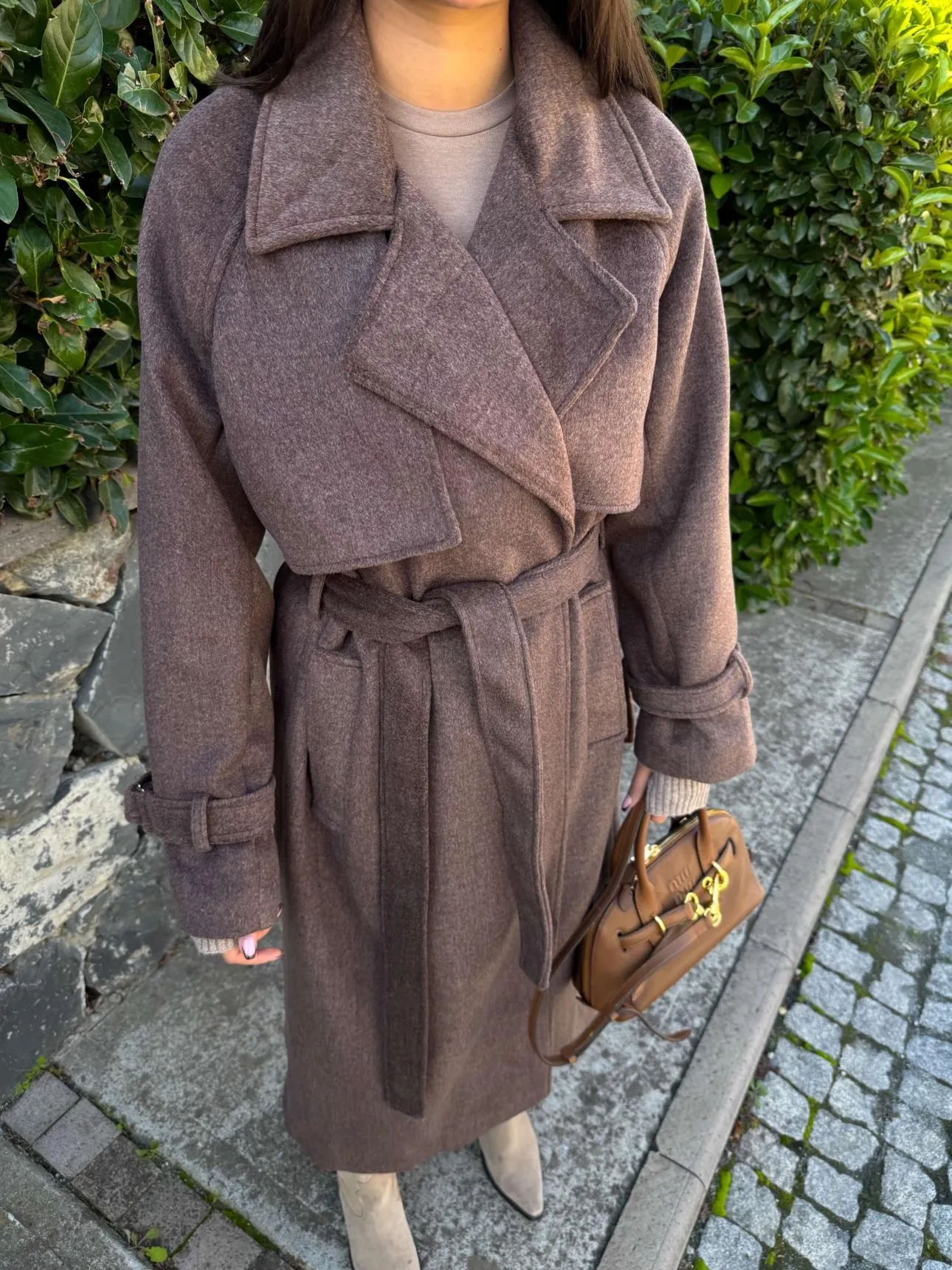 Double Breasted Sleeve Belted Coat