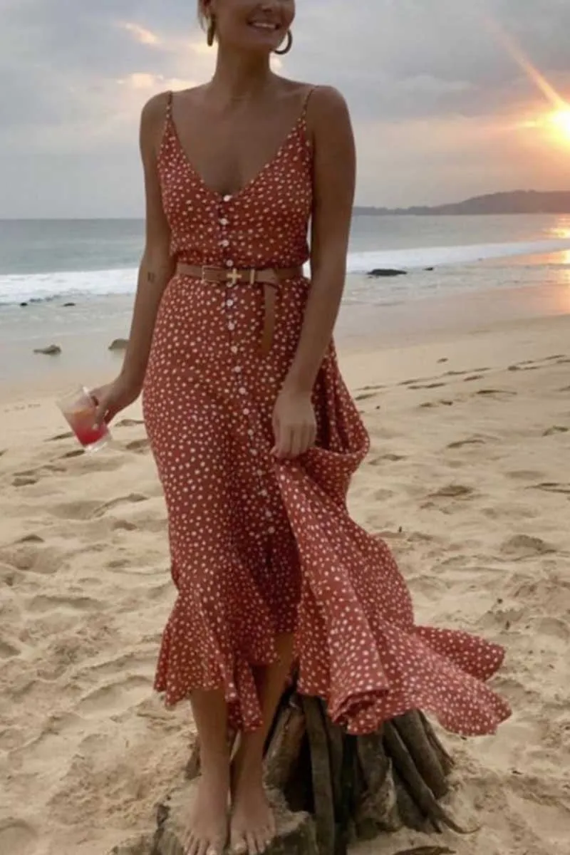 Dunnmall Polka Dot Beach Dress (2 Color )