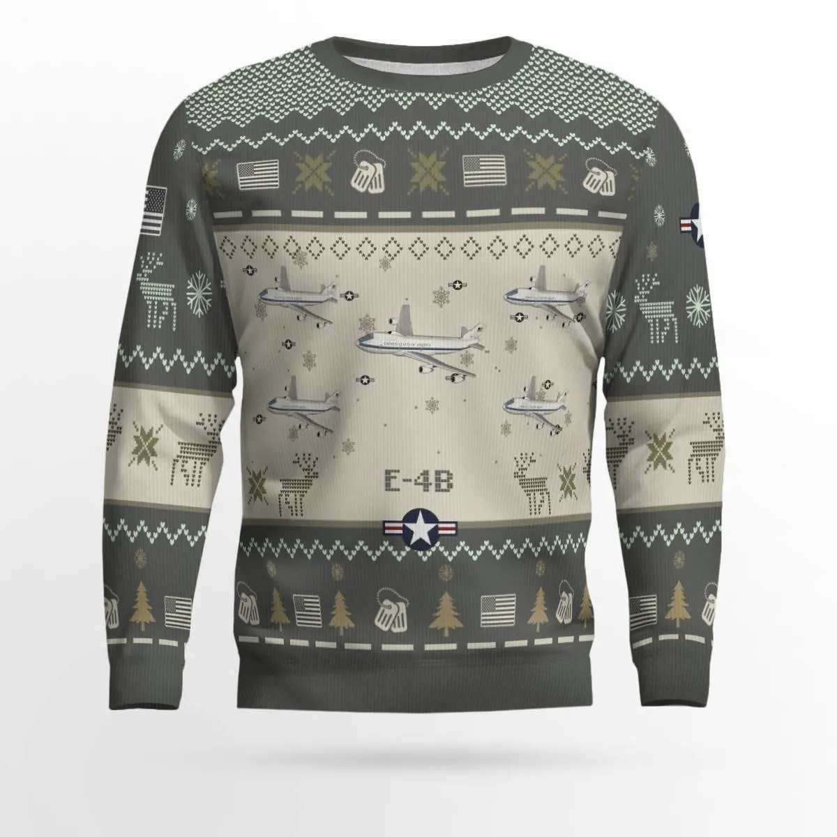 E-4B E4B_Aircraft Ugly Sweater, Ugly Sweater Christmas Shirt for Men Dad Veteran