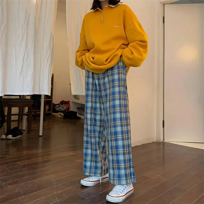 Elasticated Waist Checkered Sweatpants