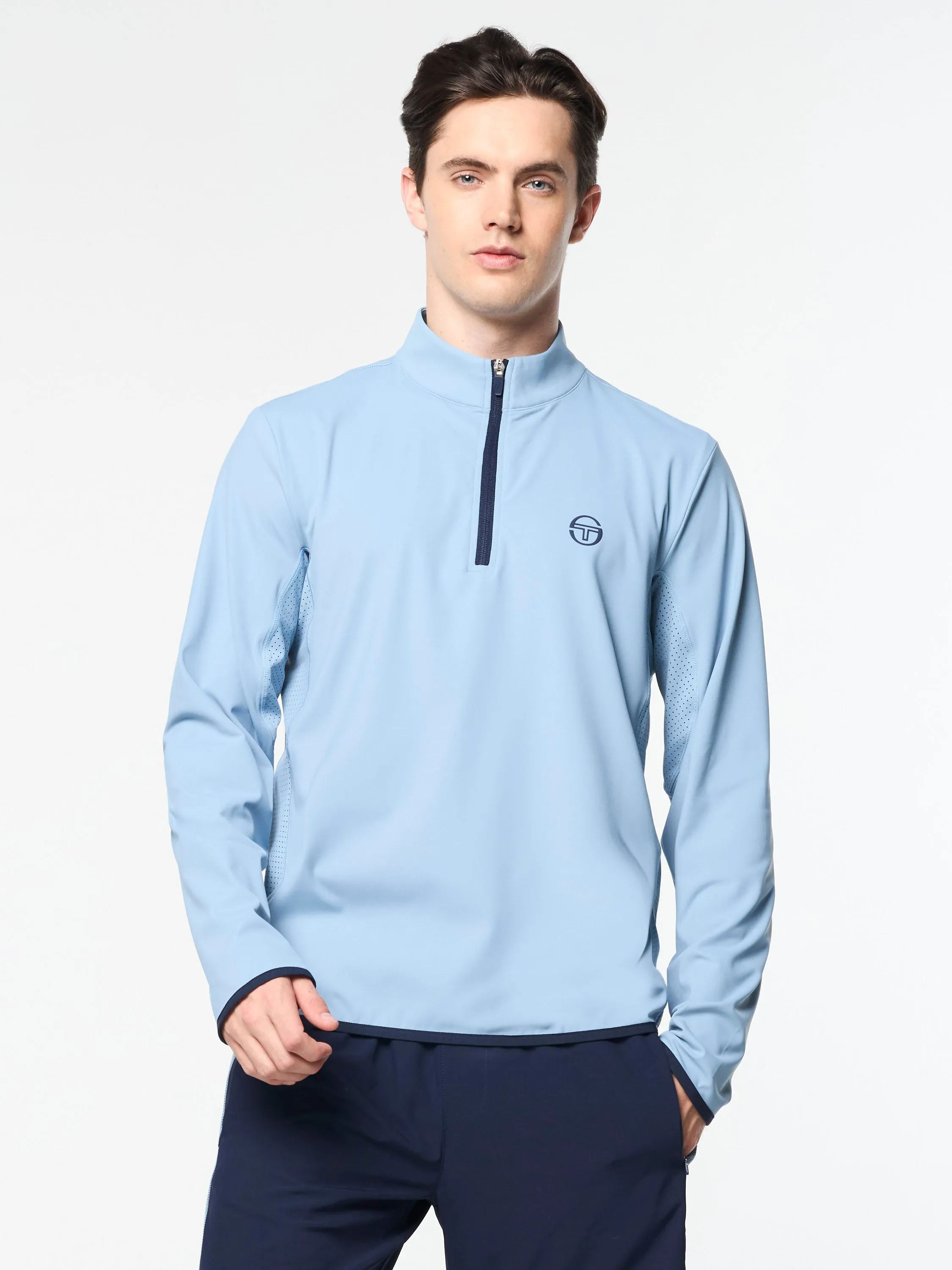 Elio 1/4 Zip Pullover- Faded Denim