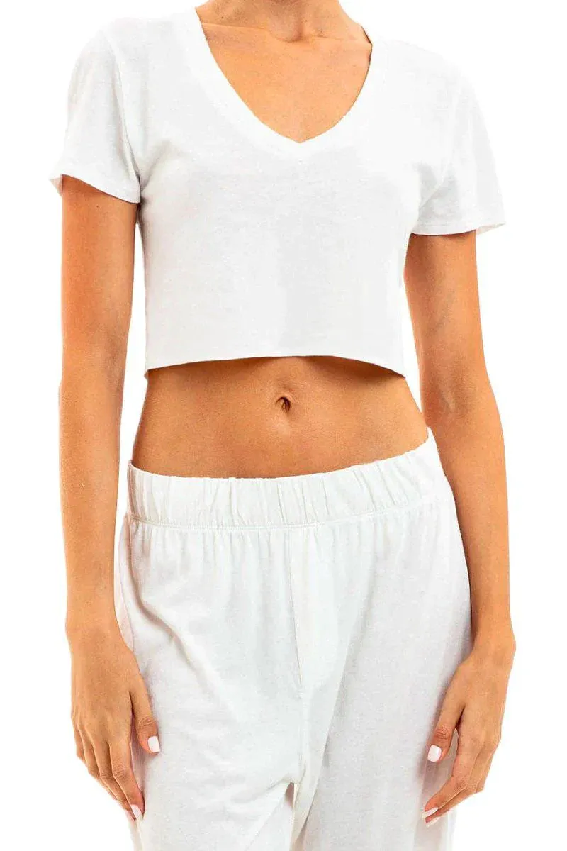 Eterne Cropped Vneck t-shirt ivory