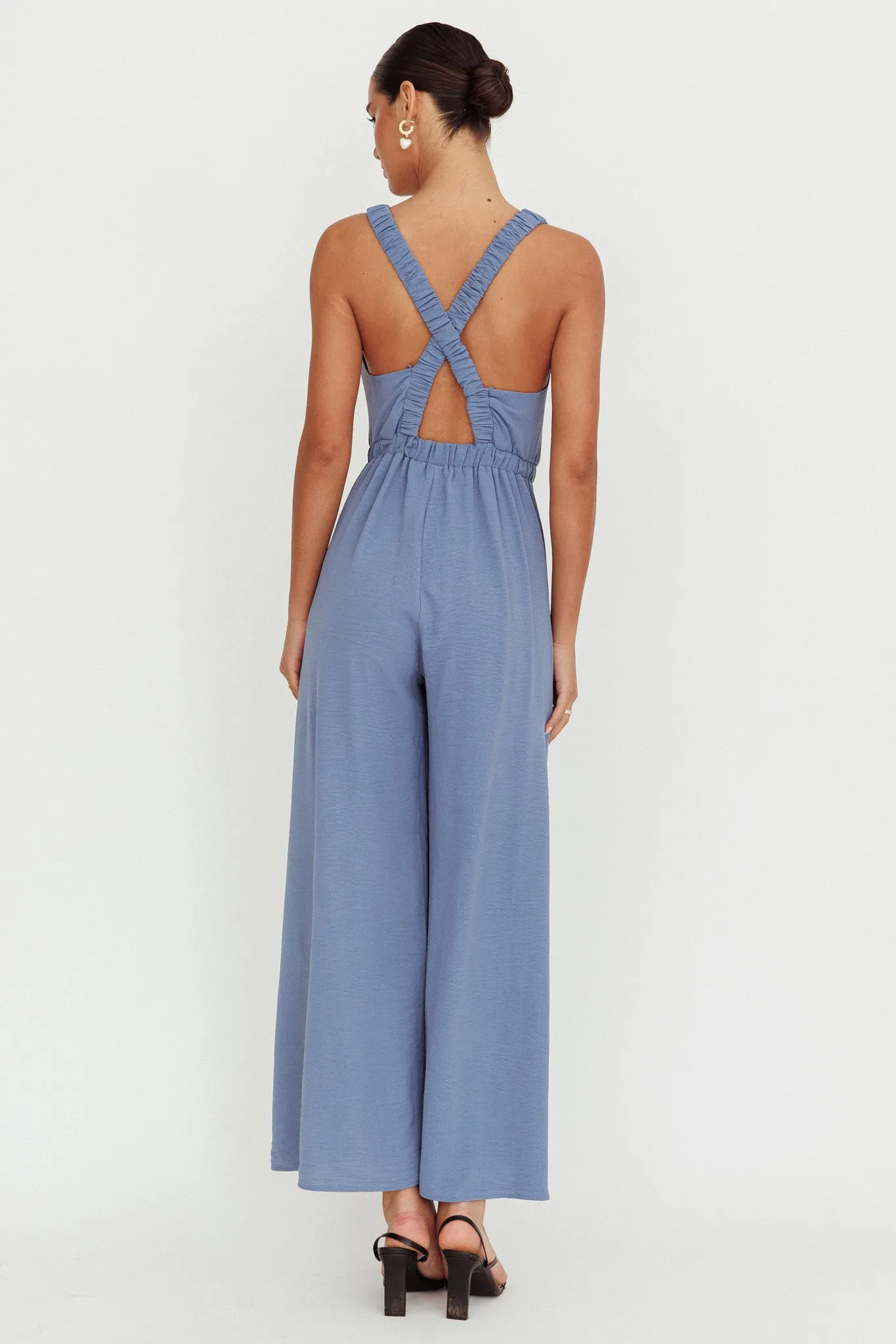 Everything Crossover Strap Jumpsuit Storm Blue