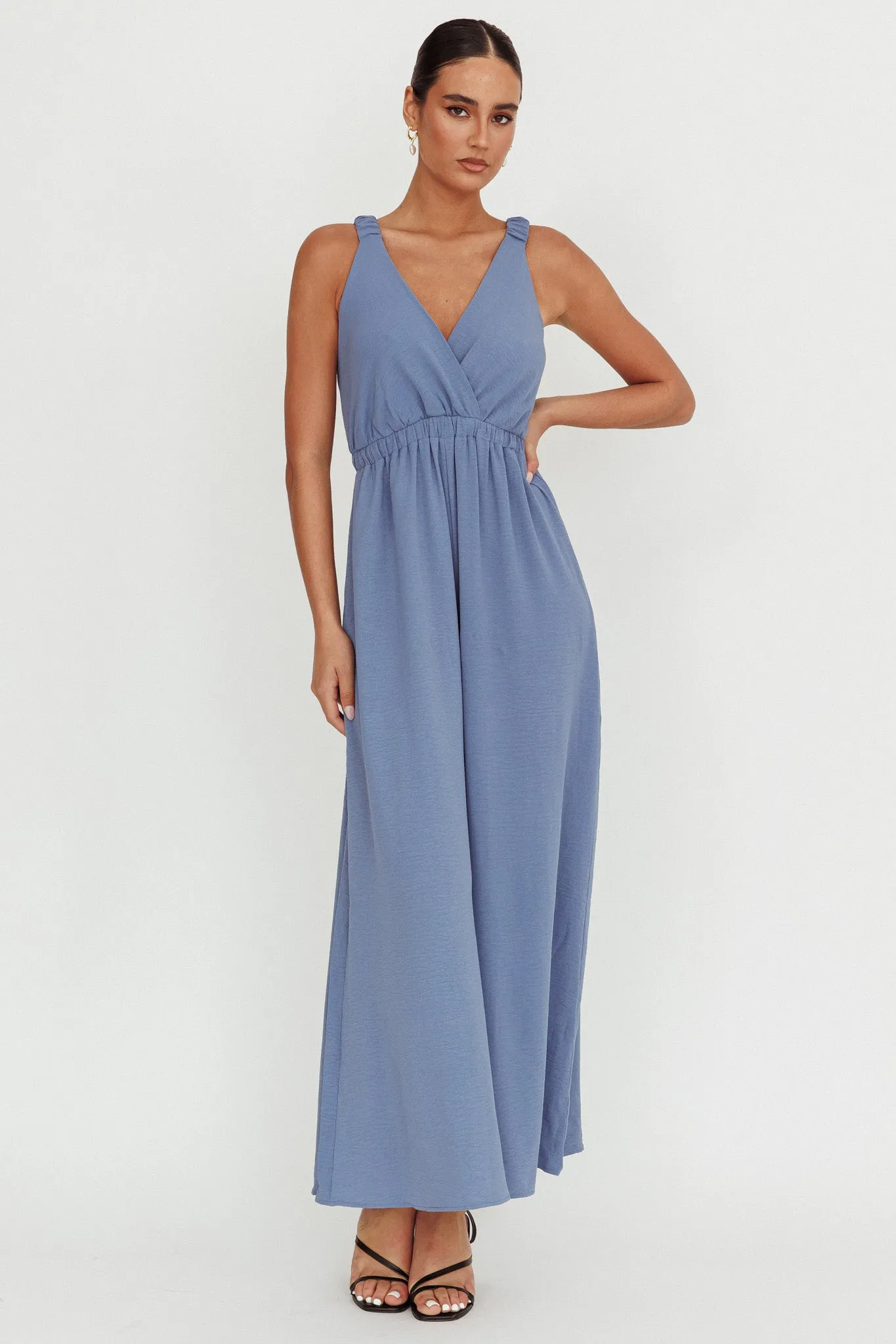 Everything Crossover Strap Jumpsuit Storm Blue