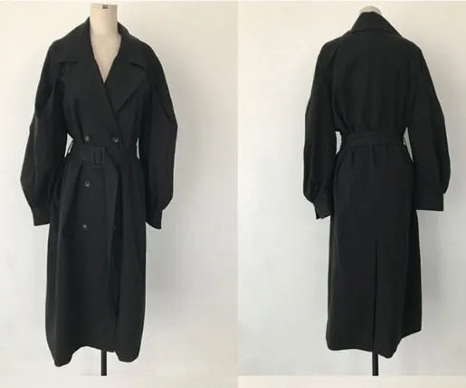 Fall /Autumn Casual Vintage Double Breasted Simple Classic Long Trench Coat