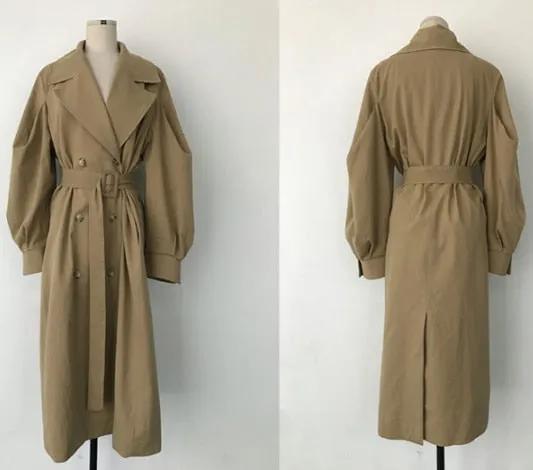 Fall /Autumn Casual Vintage Double Breasted Simple Classic Long Trench Coat