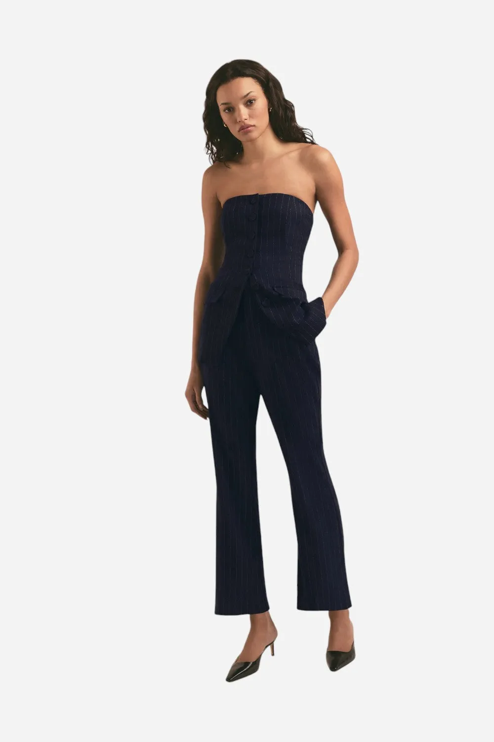 Favorite Daughter The Phoebe Pant Navy Pinstripe