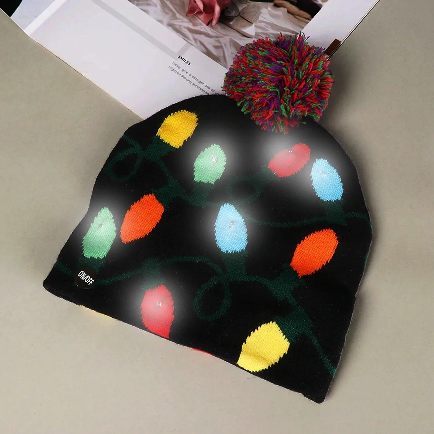 Festive LED Lights Knit Hat