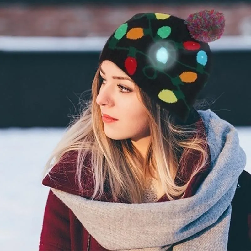 Festive LED Lights Knit Hat