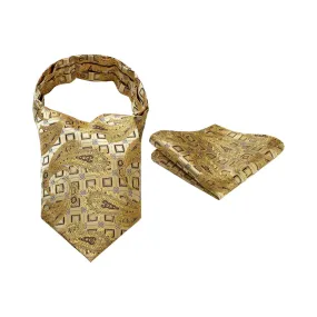 Floral Paisley Ascot Cravat Scarf - YELLOW/GOLD