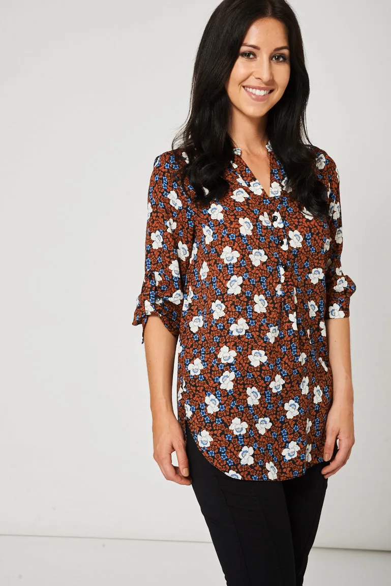 Floral Pattern Blouse Available In Plus Sizes